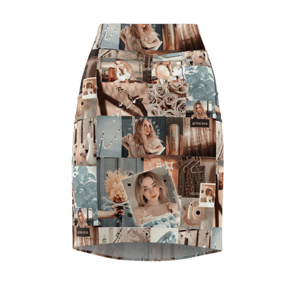 Sabrina Carpenter Peachy Princess Collage Women's Pencil Skirt