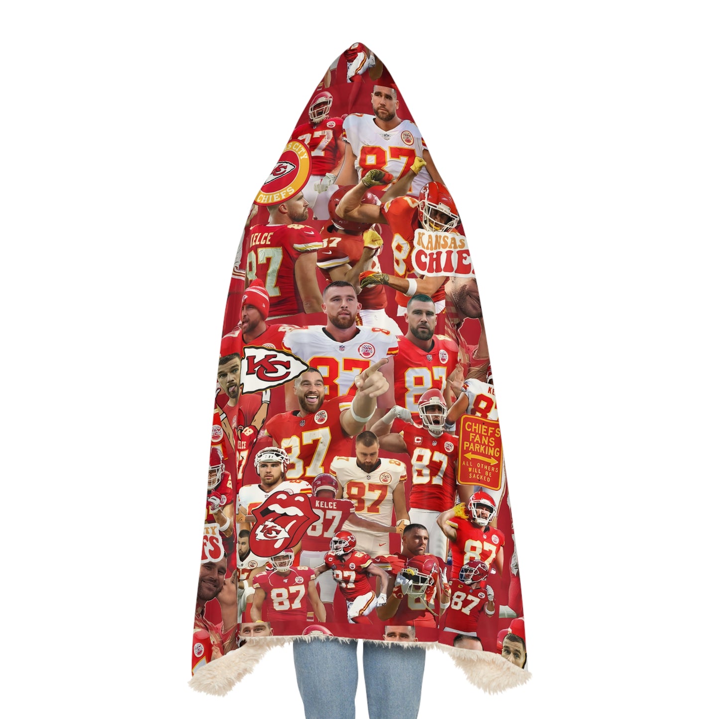 Travis Kelce Chiefs Red Collage Snuggle Blanket