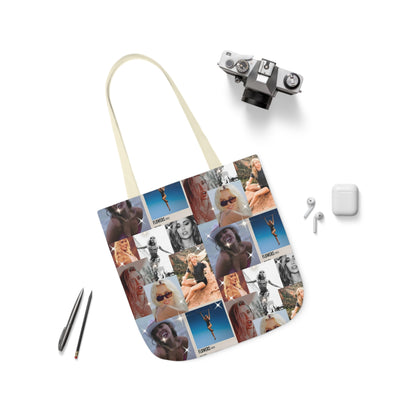 Miley Cyrus Flowers Photo Collage Polyester Canvas Tote Bag