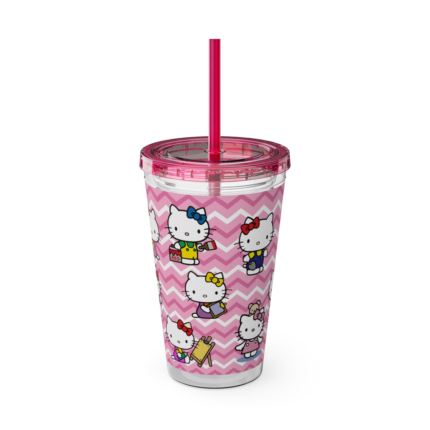 Hello Kitty Playtime Collage Sunsplash Tumbler with Straw