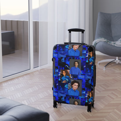 Timothee Chalamet Cool Blue Collage Suitcase