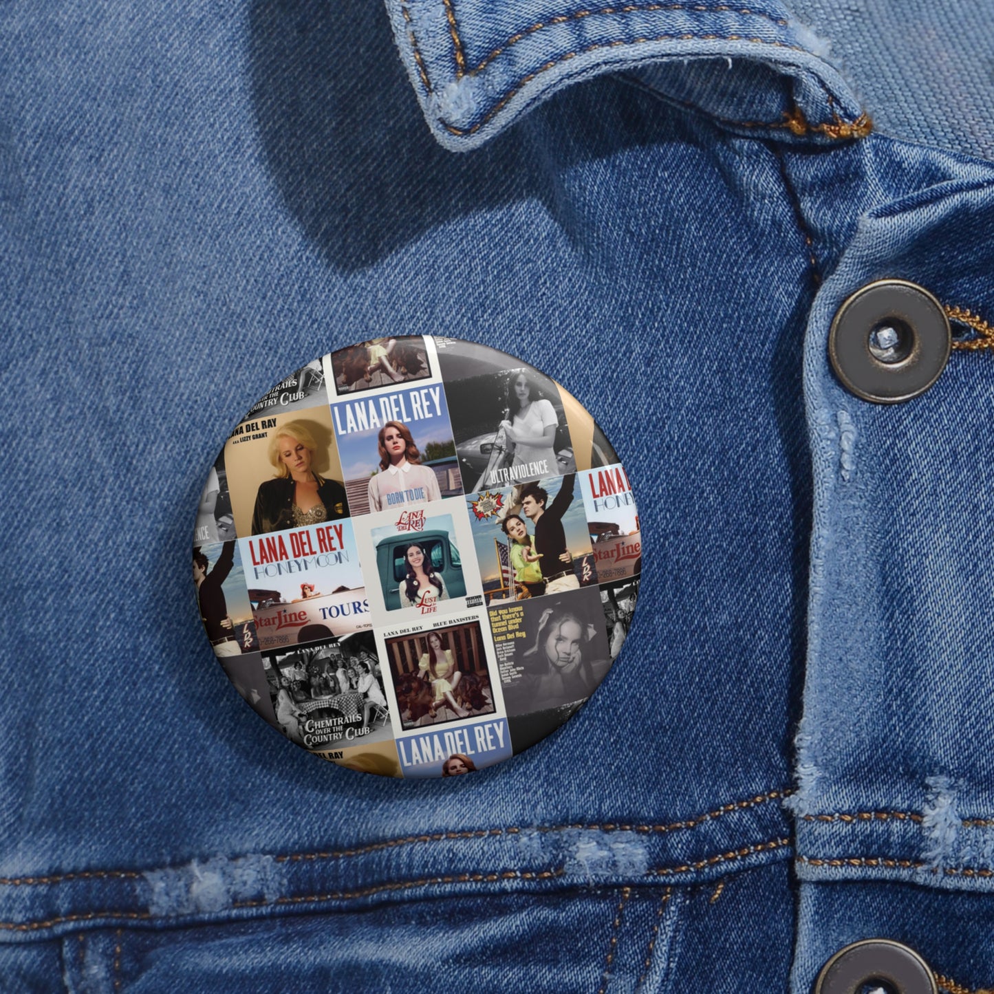 Lana Del Rey Album Cover Collage Round Pin