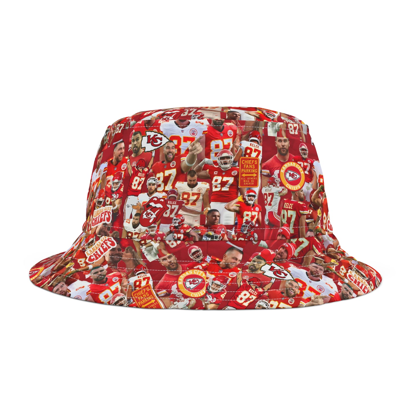 Travis Kelce Chiefs Red Collage Bucket Hat