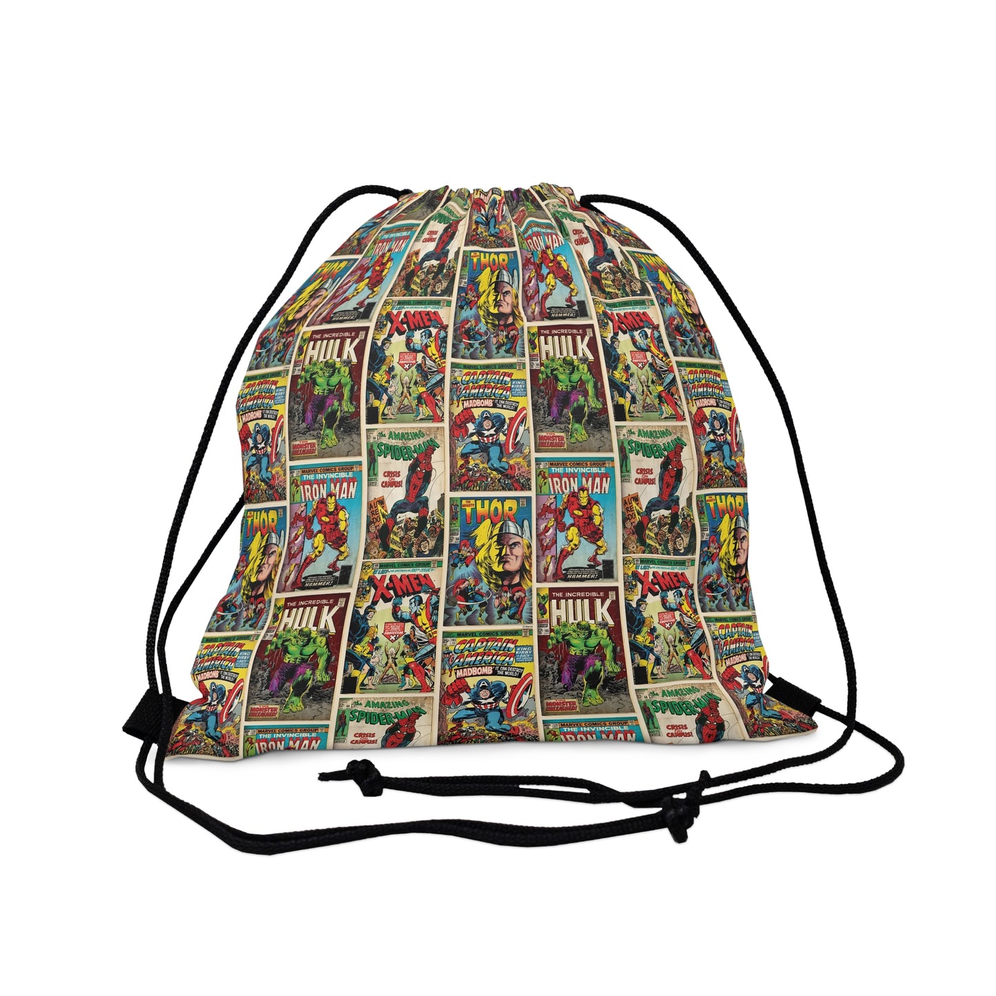 Marvel Comic Book Cover Collage Outdoor Drawstring Bag