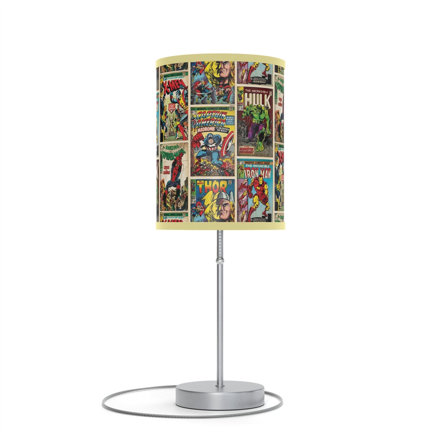 Marvel Comic Book Cover Collage Lamp on a Stand