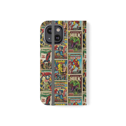 Marvel Comic Book Cover Collage Phone Flip Case