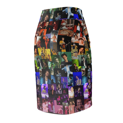 Harry Styles Rainbow Photo Collage Women's Pencil Skirt