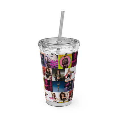 Miley Cyrus Album Cover Collage Sunsplash Tumbler with Straw