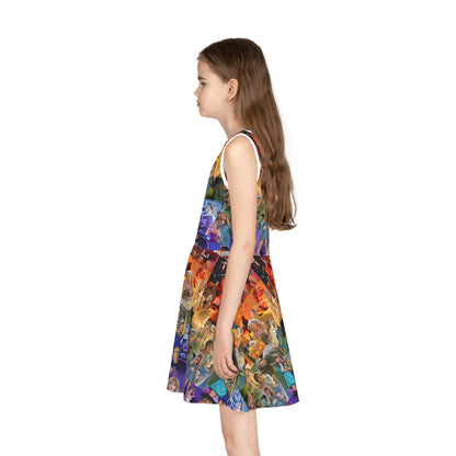 Taylor Swift Rainbow Photo Collage Girls' Sleeveless Sundress