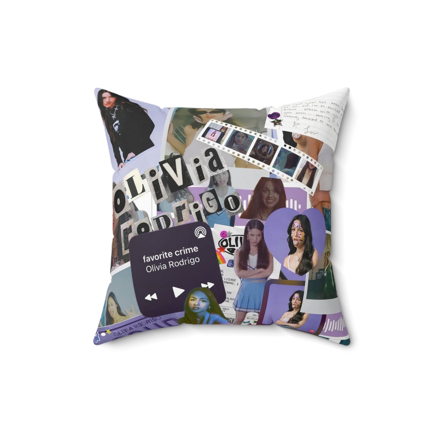 Olivia Rodrigo Deja Vu Collage Spun Polyester Square Pillow