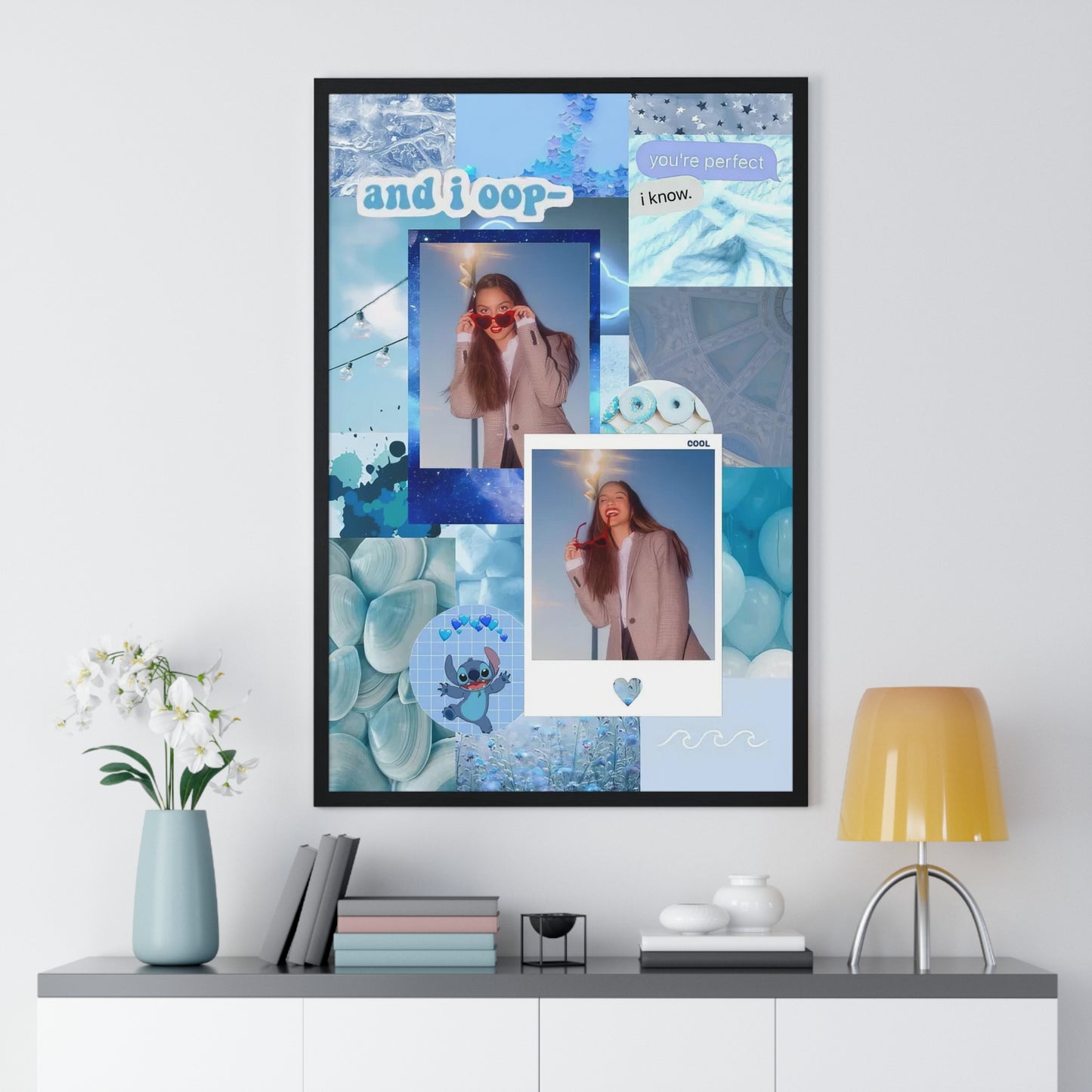 Olivia Rodrigo Light Blue Aesthetic Collage Framed Print