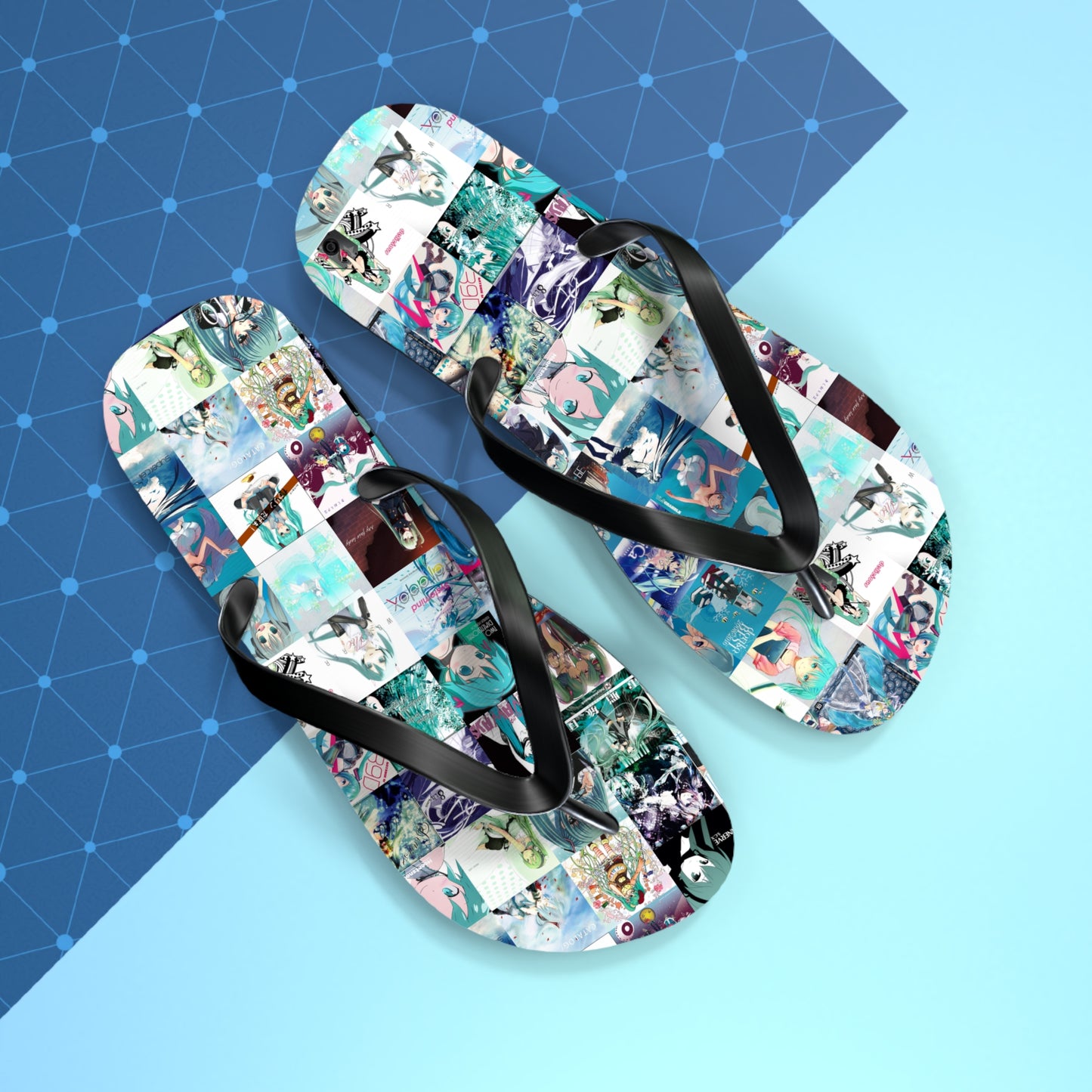 Hatsune Miku Album Cover Collage Flip Flops