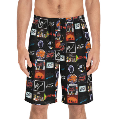 Daft Punk Album Cover Art Collage Men's Board Shorts