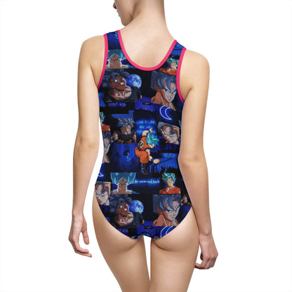 Dragon Ball Z Saiyan Moonlight Collage Women's Classic One-Piece Swimsuit