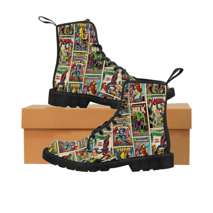 Marvel Comic Book Cover Collage Women's Canvas Boots