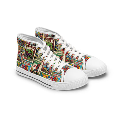 Marvel Comic Book Cover Collage Women's High Top Sneakers