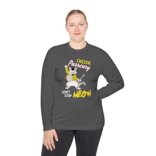 Queen Don't Stop Meow Freddie Purrcury Unisex Lightweight Long Sleeve Tee