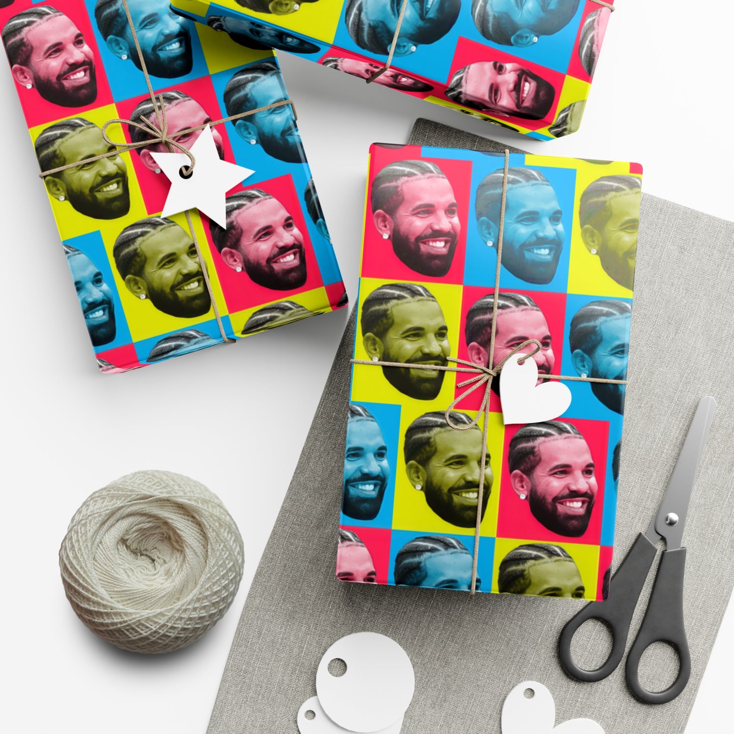 Drake Colored Checker Faces Gift Wrap Paper