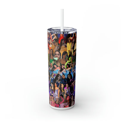 Olivia Rodrigo Rainbow Collage Skinny Tumbler with Straw