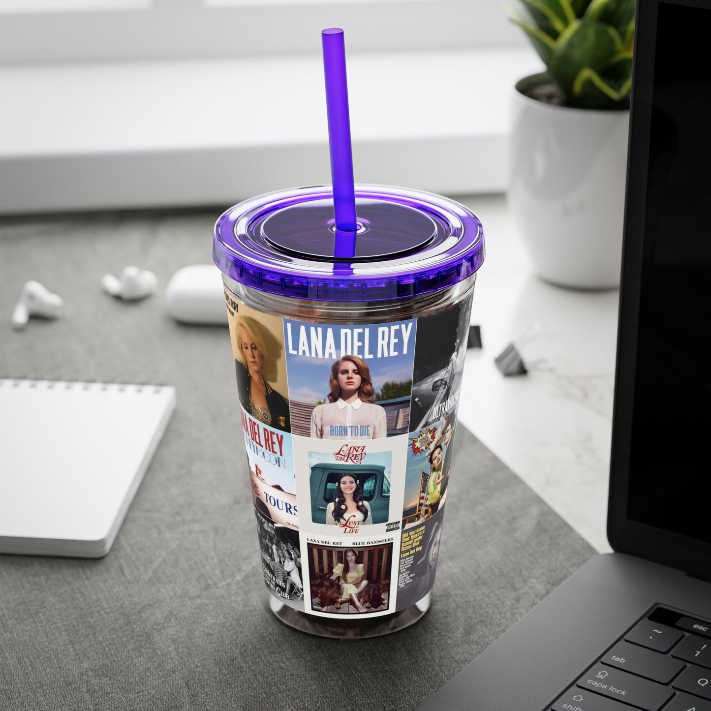 Lana Del Rey Album Cover Collage Sunsplash Tumbler with Straw