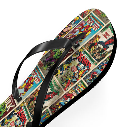 Marvel Comic Book Cover Collage Flip Flops