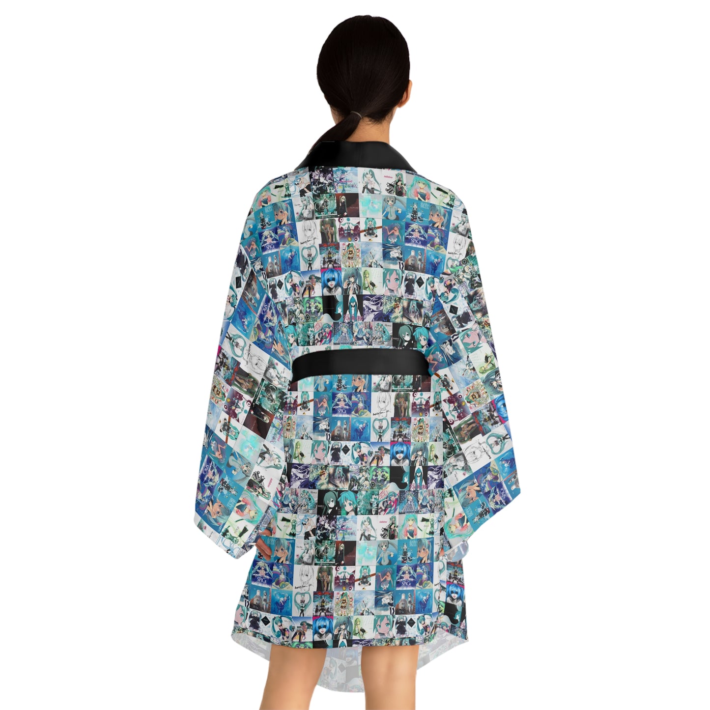 Hatsune Miku Album Cover Collage Long Sleeve Kimono Robe