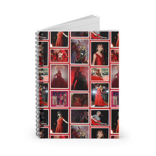 Taylor Swift Red Era Collage Ruled Line Spiral Notebook