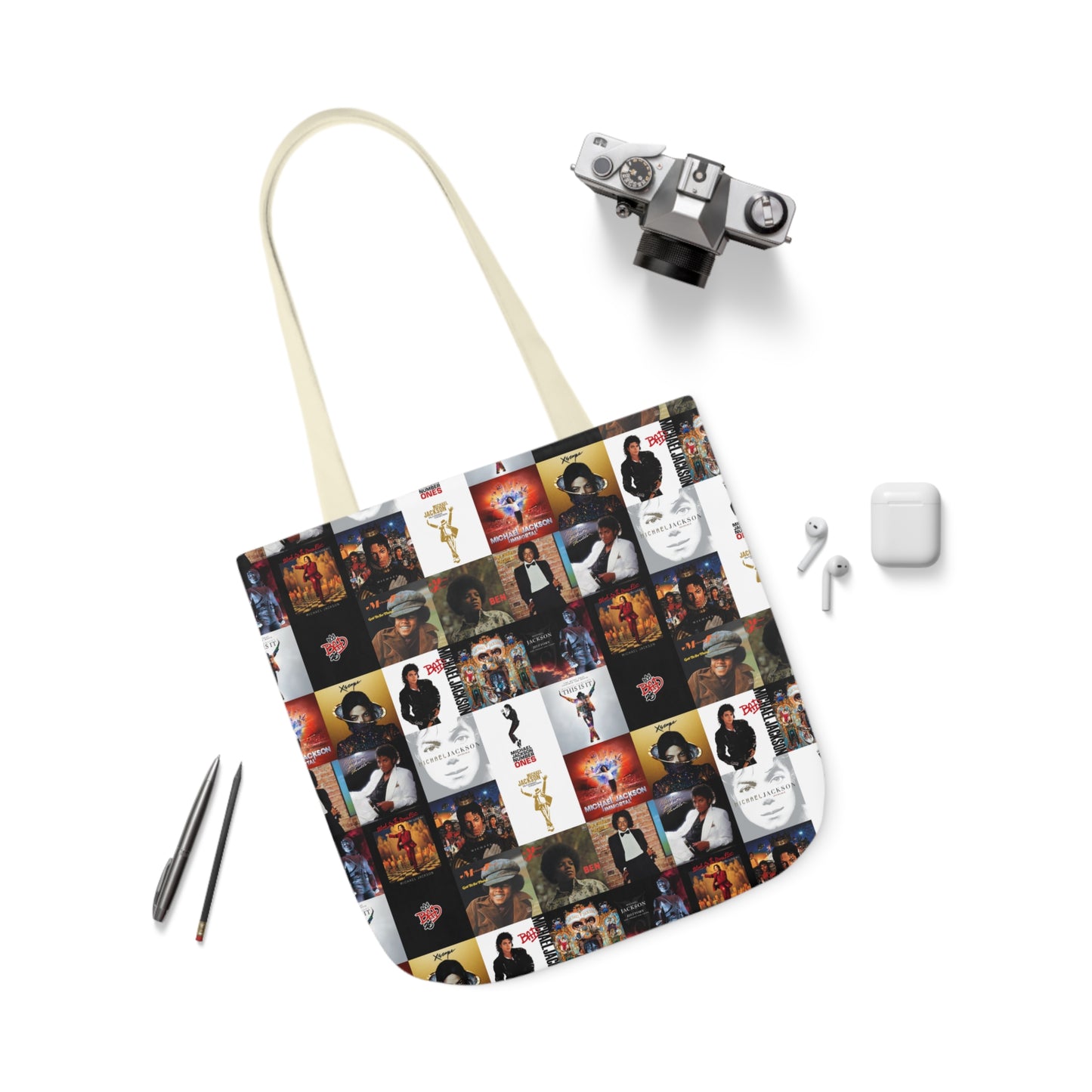 Michael Jackson Album Cover Collage Polyester Canvas Tote Bag