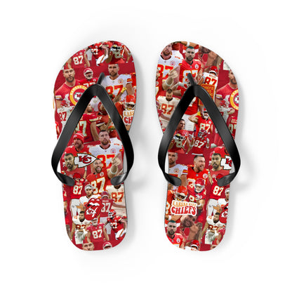 Travis Kelce Chiefs Red Collage Flip Flops