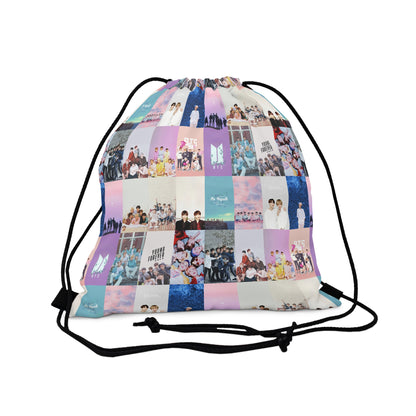 BTS Pastel Aesthetic Collage Outdoor Drawstring Bag