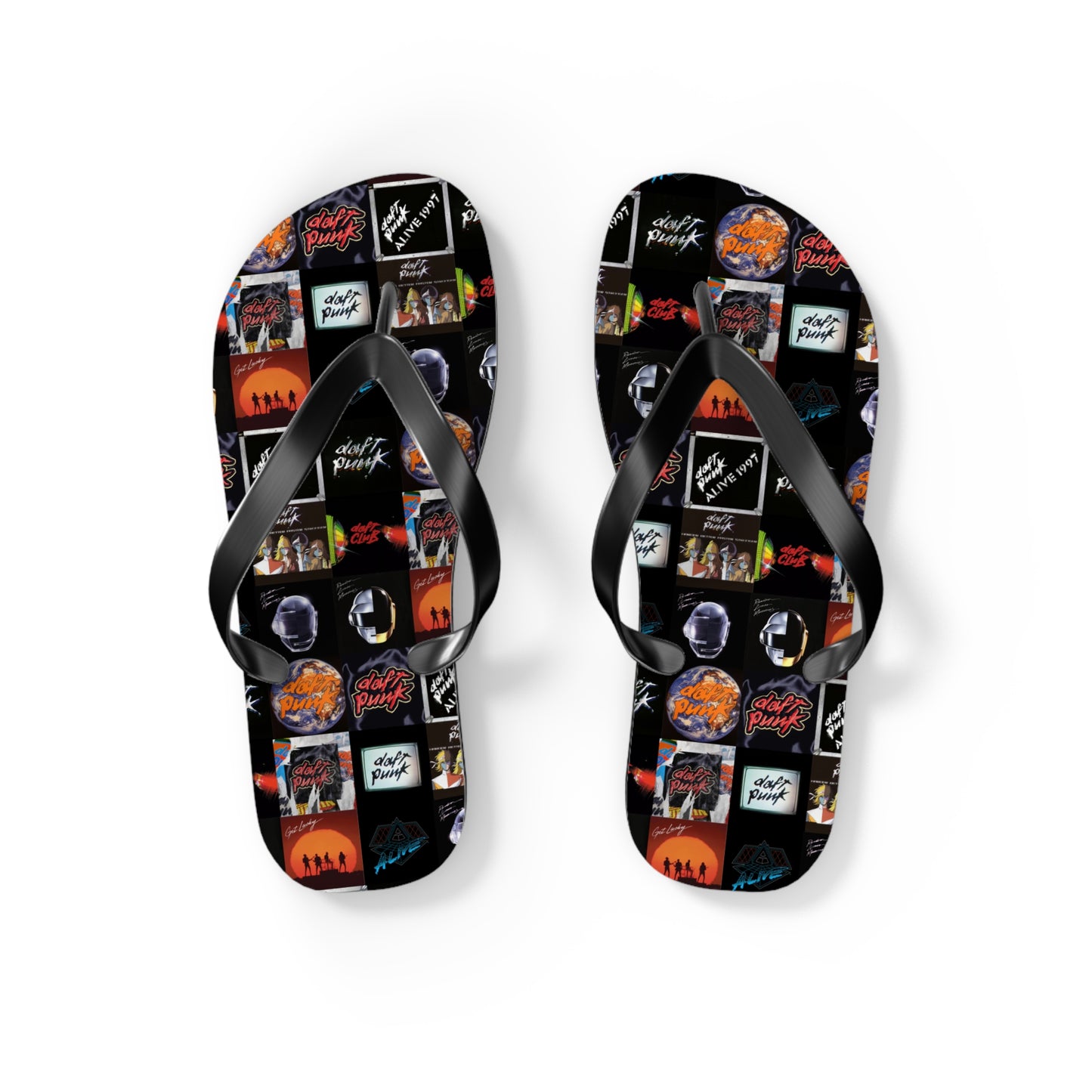 Daft Punk Album Cover Art Collage Flip Flops