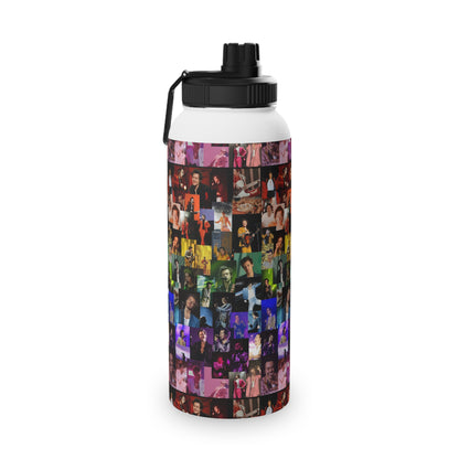 Harry Styles Rainbow Photo Collage Stainless Steel Sports Lid Water Bottle