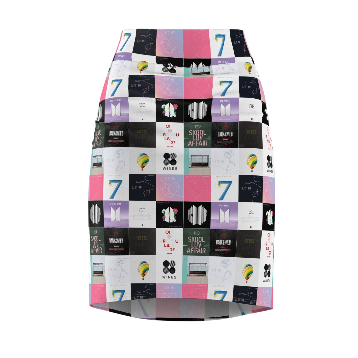 BTS Album Cover Art Collage Women's Pencil Skirt