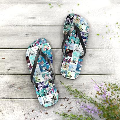 Hatsune Miku Album Cover Collage Flip Flops