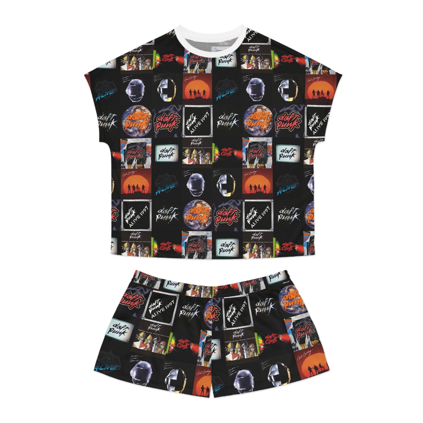 Daft Punk Album Cover Art Collage Women's Short Pajama Set