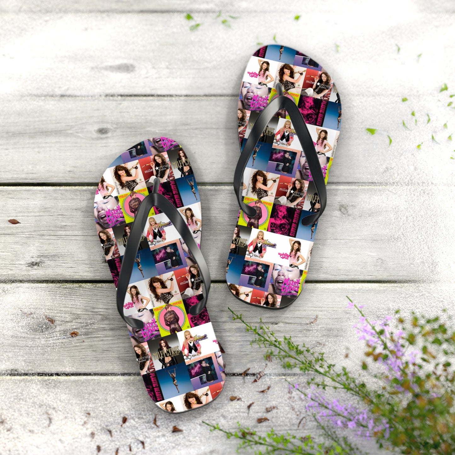 Miley Cyrus Album Cover Collage Flip Flops