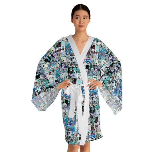 Hatsune Miku Album Cover Collage Long Sleeve Kimono Robe
