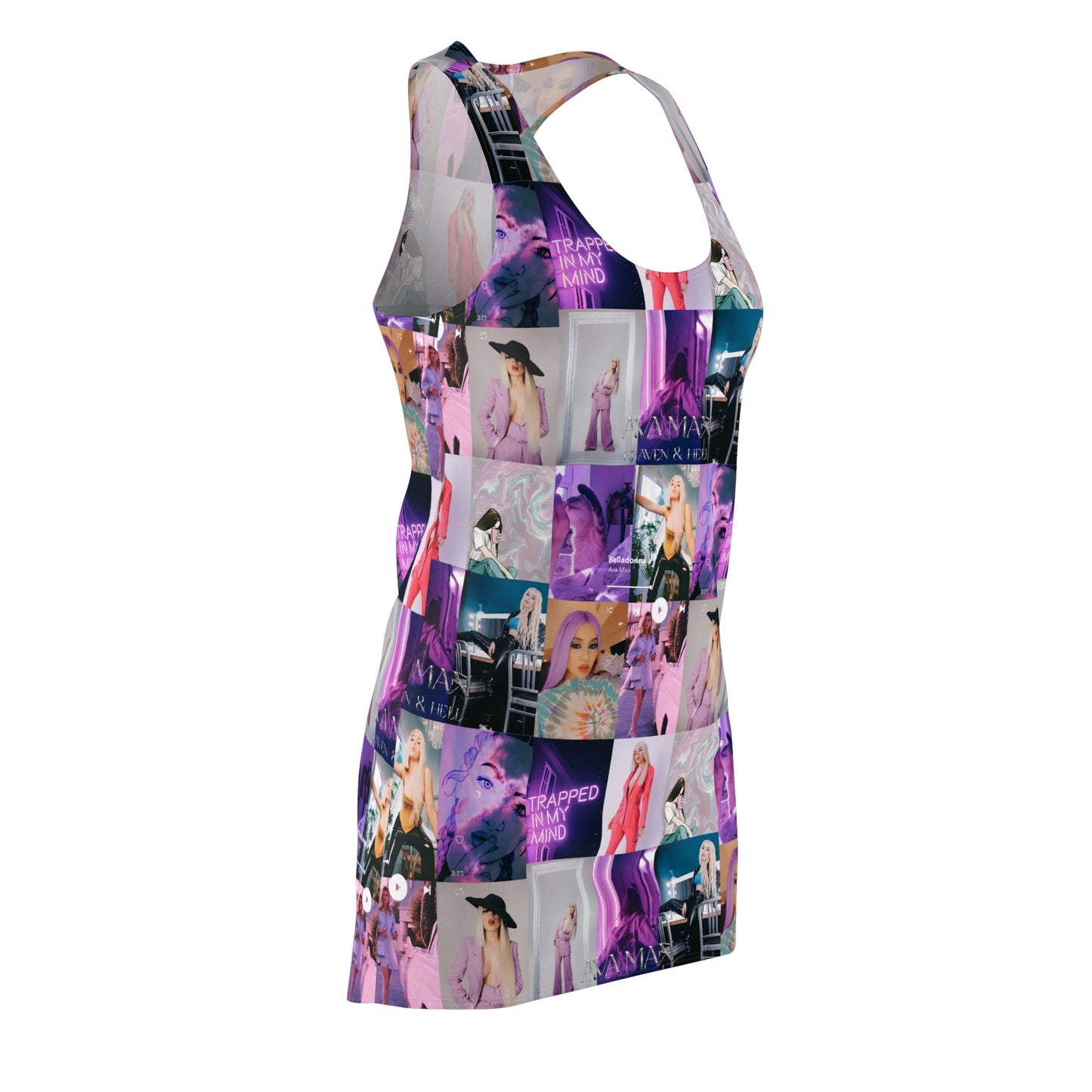 Ava Max Belladonna Photo Collage Women's Cut & Sew Racerback Dress