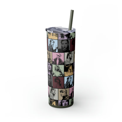 Taylor Swift Eras Collage Skinny Tumbler with Straw