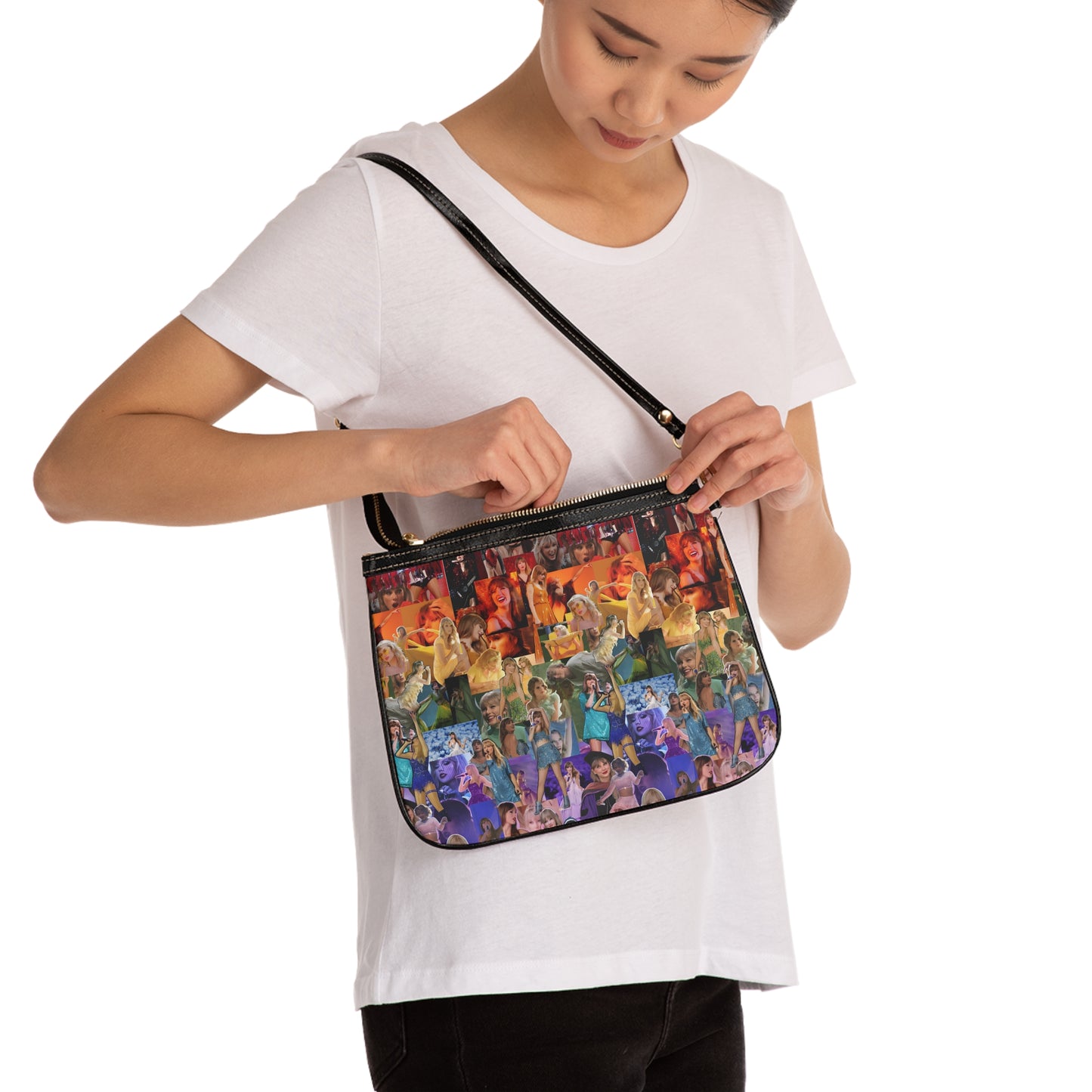 Taylor Swift Rainbow Photo Collage Small Shoulder Bag