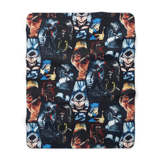 Anime Hero Montage Sherpa Fleece Blanket