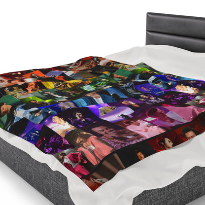 Harry Styles Rainbow Photo Collage Velveteen Plush Blanket