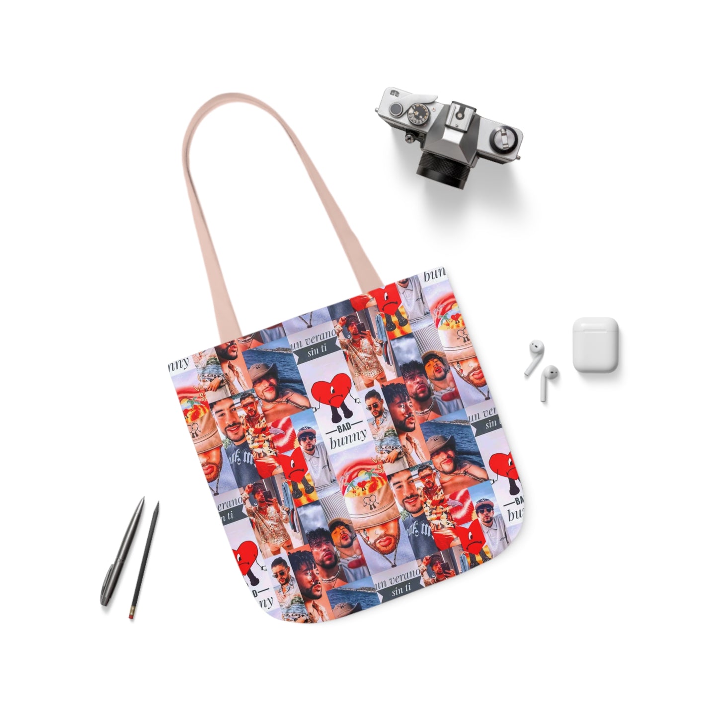 Bad Bunny Un Verano Sin Ti Photo Collage Polyester Canvas Tote Bag