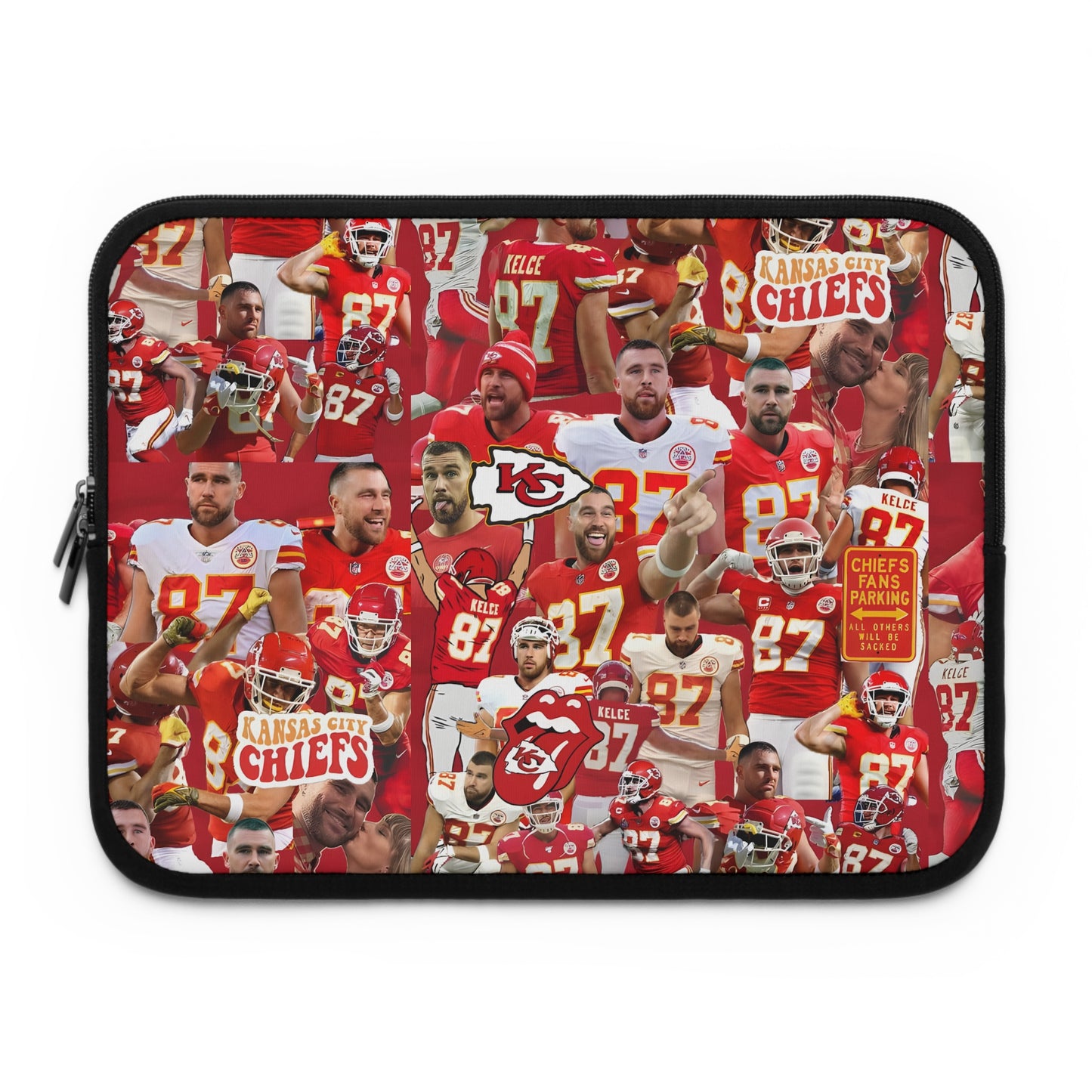 Travis Kelce Chiefs Red Collage Laptop Sleeve