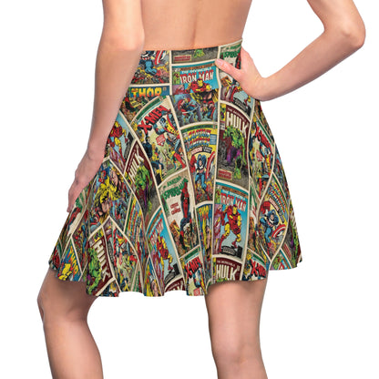 Marvel Comic Book Cover Collage Women's Skater Skirt