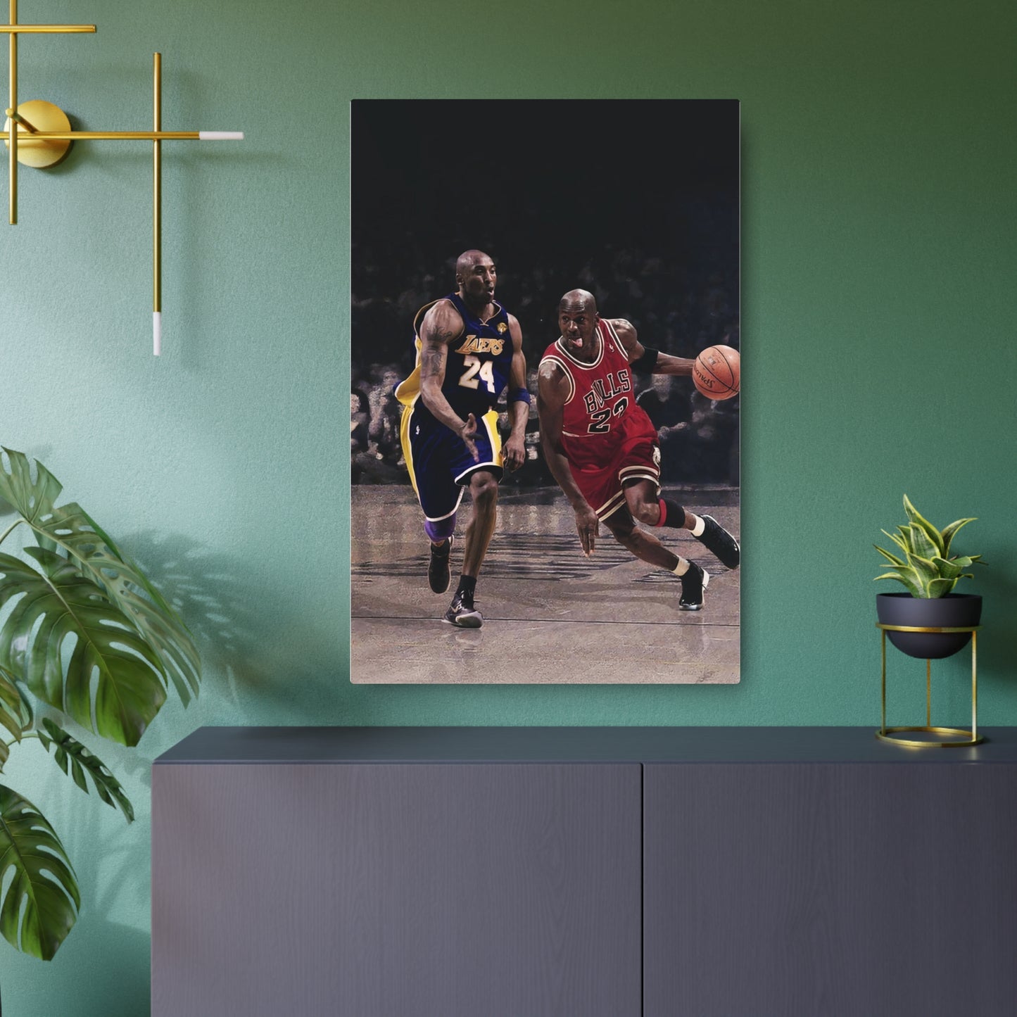 Michael Jordan Driving Against Kobe Bryant Metal Art Sign