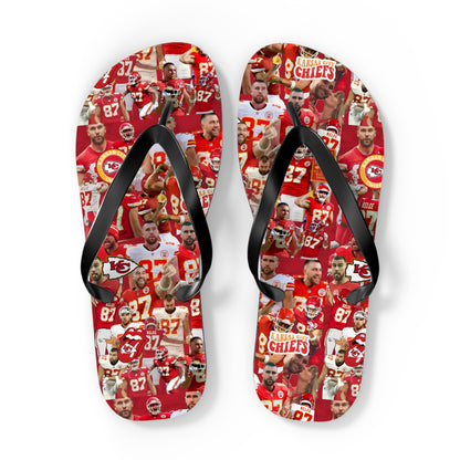 Travis Kelce Chiefs Red Collage Flip Flops