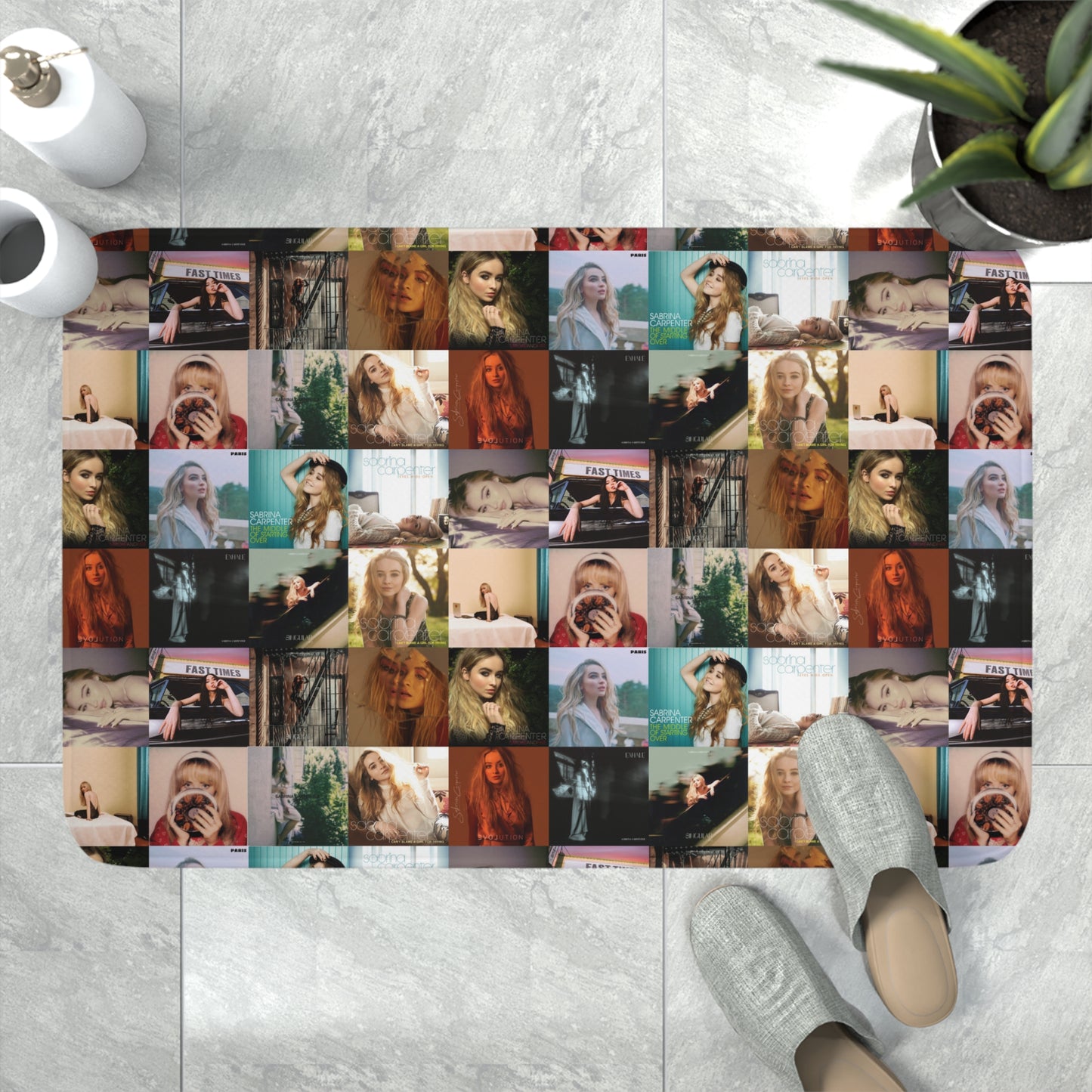Sabrina Carpenter Album Cover Collage Memory Foam Bath Mat