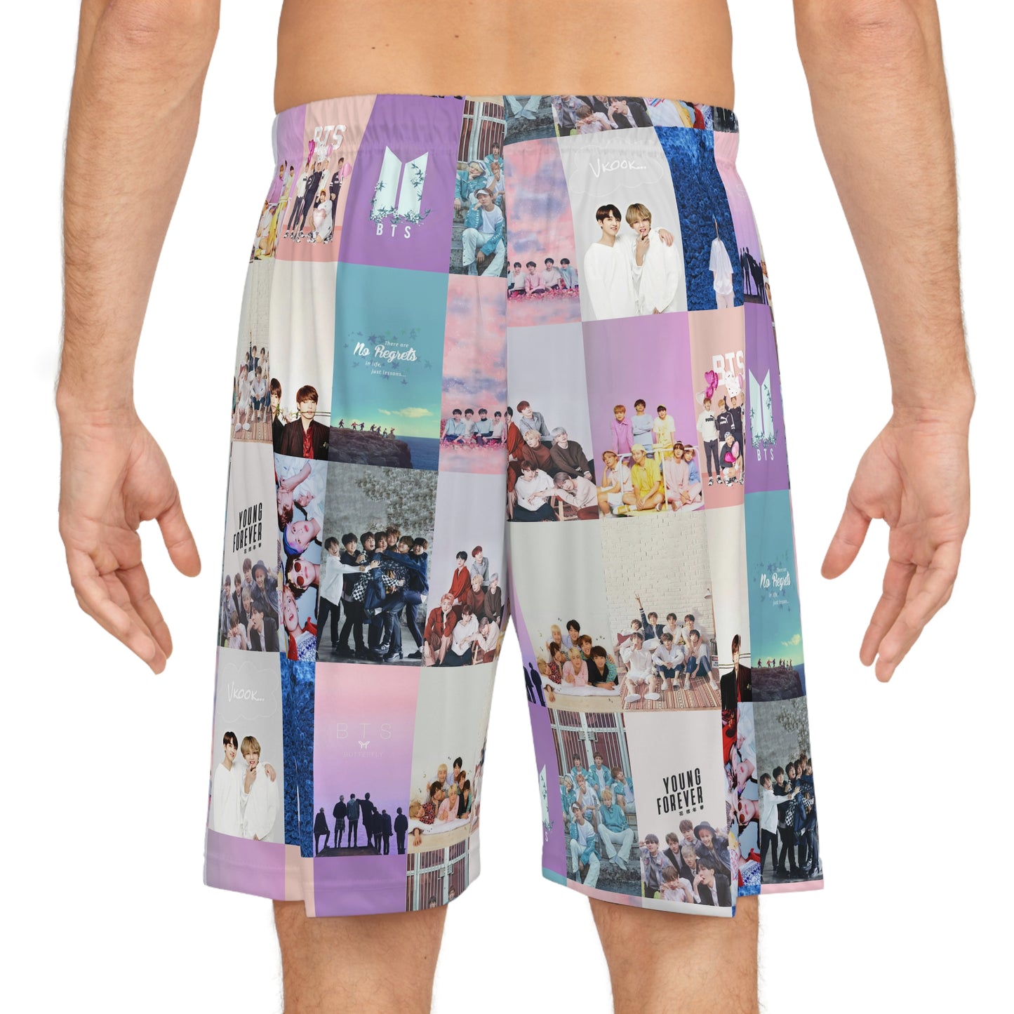 BTS Pastel Aesthetic Collage Basketball Shorts