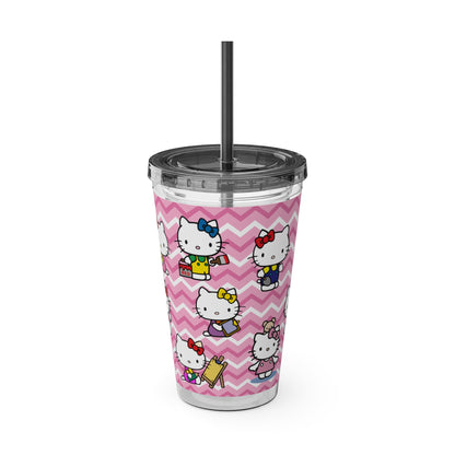 Hello Kitty Playtime Collage Sunsplash Tumbler with Straw